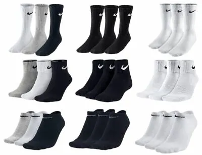 £14.99 • Buy Nike Socks 3 Pairs Mens Womens Crew Ankle Liner Cotton Sports Socks Size UK 2-14
