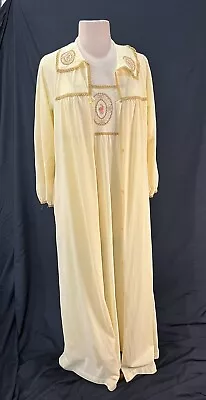 Vintage Gossard Artemis Nightgown And Robe Yellow 2 Pc. Set Peignoir Nylon • $39.99