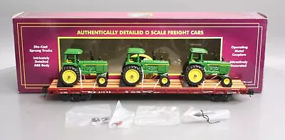 MTH 20-98643 Milwaukee Road 60' Flat Car With 3 John Deere 4230 Tractors LN/Box • $183.99