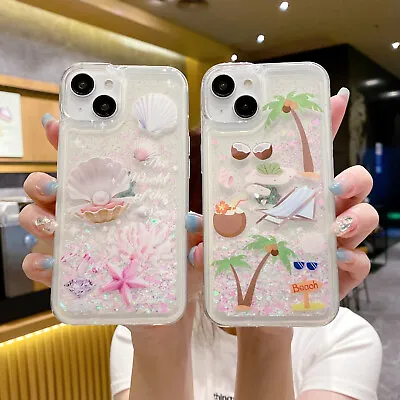 For IPhone Samsung Hot Quicksand Glitter Pearly Shell Phone Case Cover Back Girl • $5.91