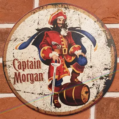 £6.99 • Buy CAPTAIN MORGAN Wood Bar Signs Vintage Pub Cave Wall Sign Wooden Circle Plaques.