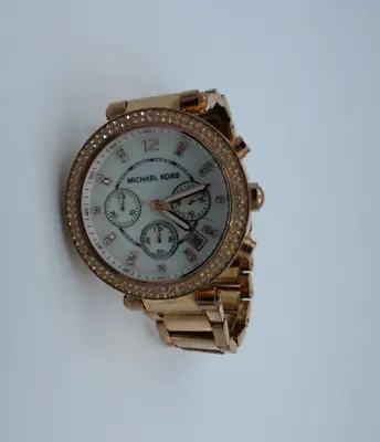 Michael Kors Mk5491 Parker Rose Gold Tone Chronograph Dial Womens Watch • $40