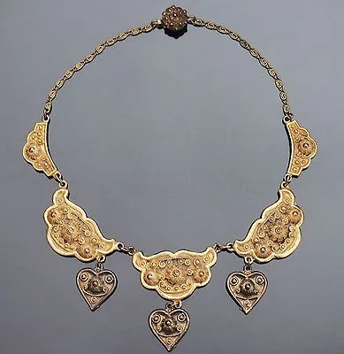  ETRUSCEANA Rice Weiner Vintage Etruscan Necklace Ornate 1941s Signed • $140