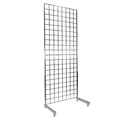 Grid Panel Display With Legs - 6ft High In Chrome - Shops & Markets (E3J12/6) • £60.66