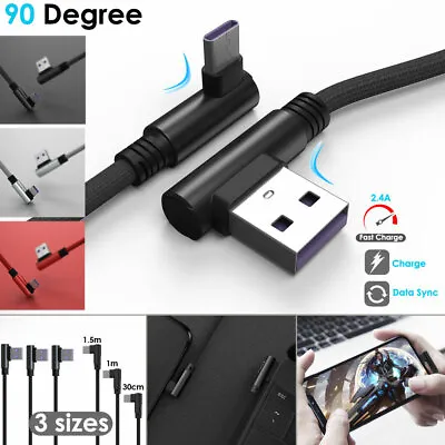 £3.79 • Buy 90 DEGREE Right Angle USB Type C Fast Data Sync Charger Charging Cable Lead Wire