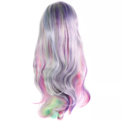 Halloween Rainbow Wig For Women - Long Curly Synthetic Hair With Caps • £17.55