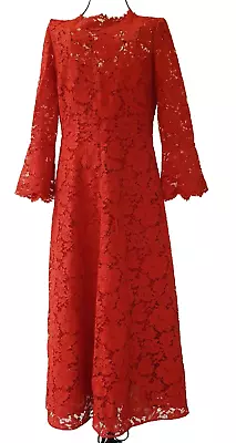 Valentino Red Lace Dress Size 42 • £599