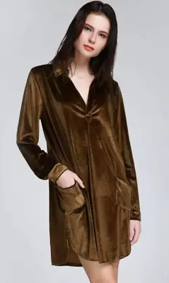 Sold Out Zaful Sexy Cozy Velvet Long Sleeve Shirt Dress Small • $29.89