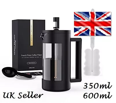 French Press Coffee Tea Maker Filter Cafetiere 350ml 600ml Camping Kitchen UK • £10.90