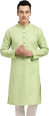 SOJANYA  Men's Cotton Linen Green Checked Only Long Kurta Size: 44 XXL • £23.99