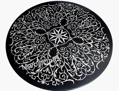 Antique Pattern Inlay Work Dining Table Top Black Marble Kitchen Table For Hotel • $3710