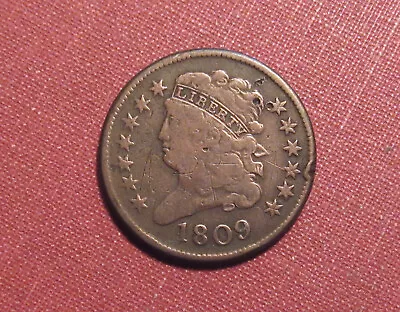 1809 Classic Head Half Cent - Strong Details Old Cleaning Obverse Graffiti • $10.51