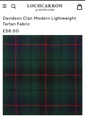 £59.99 • Buy Davidson Clan Modern Tartan - 10oz Lightweight Kilt Fabric Material - 1.5m £87