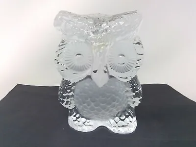 Vintage Viking Clear Frosted Glass Owl Art Glass Paperweight Bookend • $13.99