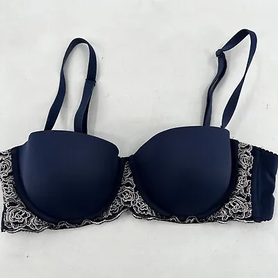 Maidenform Love The Lift Pushup Bra Size 36B Blue Underwire DM9905 Floral • £11.99