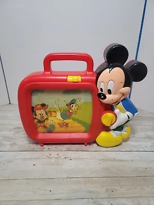 VTG Mickey Mouse Musical TV Moving Rolling Screen Baby Toddler Toy Disney VIDEO • $34.99