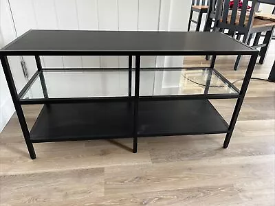 Ikea Vittsjo Tv Bench Unit Black-brown With Glass Shelf • £10