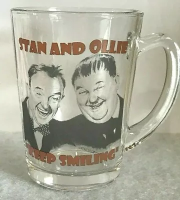 LAUREL AND HARDY Keep Smiling Glass Mug STAN & OLLIE • £13.99