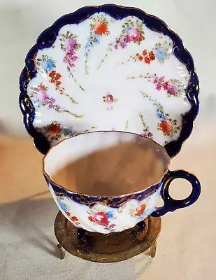 Vintage Tea Cup Hand Painted Fine Bone China W/ Embossed Swirl Floral Pattern • $9.50