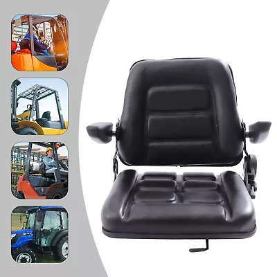 Universal Tractor Seat W/Slide Tracks Black For Kubota Bobcat John Deere Ford • $107.34