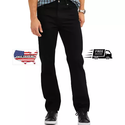 Men's Relaxed Fit Denim Cotton Jeans Men 5 Pockets Tall & Big Blue Black Pants • $19.99