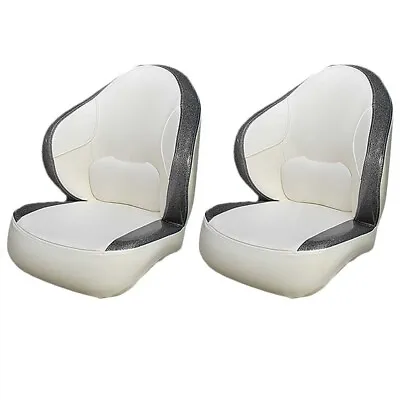 Deluxe White / Silver Vinyl Boat Captain / Bucket /Fishing Seat Chairs (Pair) • $596.60