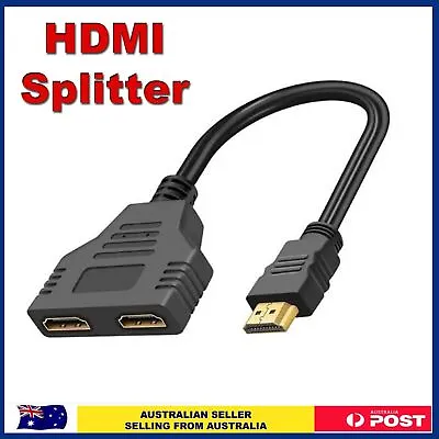 HDMI Splitter 1 In 2 Out Cable Adapter Converter 1080 Multi Display Duplicator • $5.49