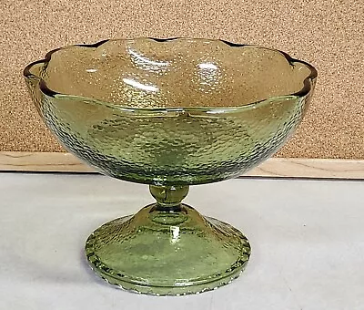 Vintage Green Glass Compote Bowl Mid-Century Glassware • $5