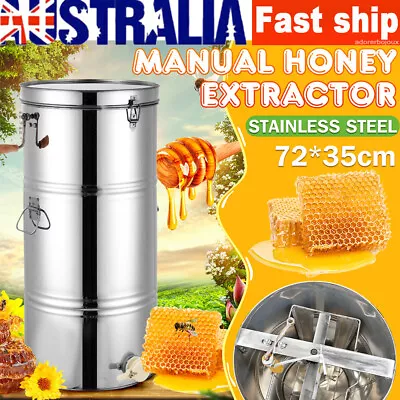 Honey Extractor 2-Frame Stainless Manual Crank Honey Bee Spinner Beekeeping Set • $133