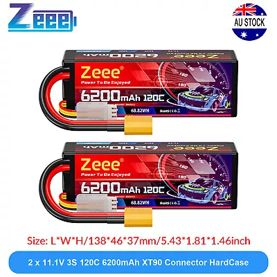 2x Zeee 3S LiPo Battery 6200mAh 11.1V 120C XT90 For 1/8 1/10 RC Car Truck Tank • $108.99