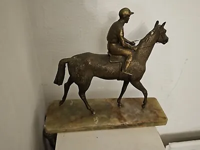 Personalised Bronze Race Horse And Jockey Horse Racing Equestrian Award Trophy • £199