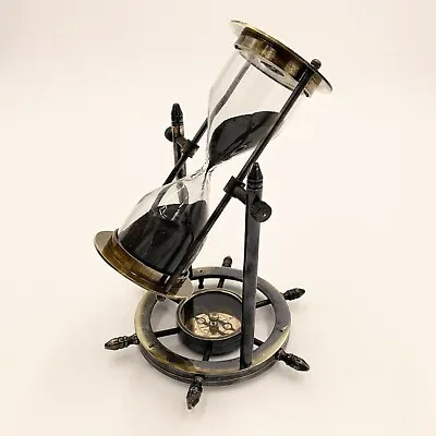 Vintage Nautical Sand Hourglass Compass Timer Beautiful Antique Gift For Table • $41.99