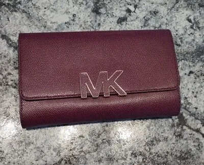 Michael Kors Florence Leather Wallet Billfold  Plum  • $69.95