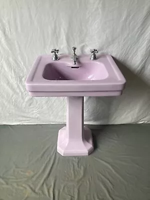 Antique 24x21 Lavender Orchid Lilac Pedestal Bath Sink Standard Tiffin 490-23E • $1995