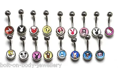 £3.29 • Buy Picture Cartoon Logo Belly Bar - Select Design - 6mm, 8mm, 10mm