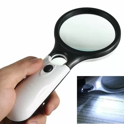 3 LED Light 45X Handheld Magnifier Reading Magnifying Glass Lens Jewelry Loupe • $4.49