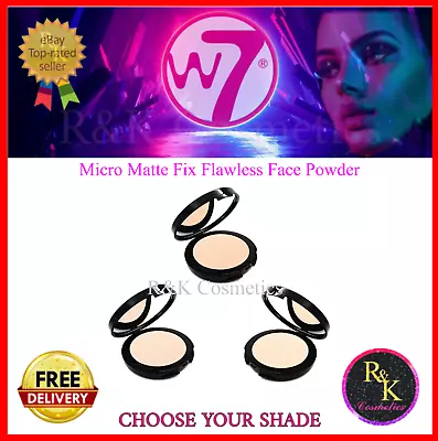 W7 Pressed Powder Micro Matte Fix Flawless Ultra-Fine Vegan Face CHOOSE SHADE • £6.23