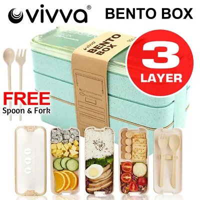 $16.30 • Buy Bento Box 3-Layer Students Lunch Food Container Eco-Friendly Leakproof 900ml
