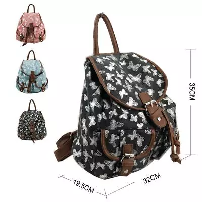£11.49 • Buy New Girls Butterfly Print Backpack Ladies Canvas Rucksack