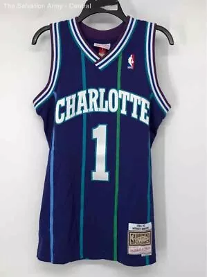 Mitchell & Ness Mens Blue Charlotte Hornets Muggsy Bogues 1 NBA Jersey Size S • $22.50