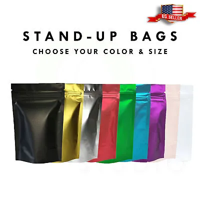 100pc Gold Black Pink Green Silver Matte Resealable Bags (~3x5in/4x6in/5x7in) • $33.79