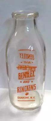 Bentley And Renckens Dunkirk NY. Quart Milk Bottle Orange Pyro • $25