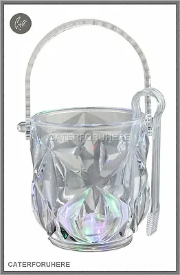 Elegant Ice Bucket Handle Tong Acrylic Plastic Clear Crystal Design Wine Drinks  • £9.95