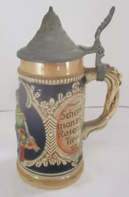 Another Vintage Pewter Lidded German Tavern Scene Beer Stein • $16.99