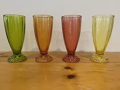 4 Colourful Ice Cream Sundae Dessert Glasses Party Cocktail Thick Quality Glass • £12