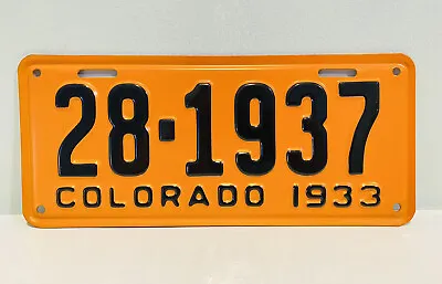 1933 Colorado License Plate 281937 Orange Black Garage Decor Ford Dodge Chevy • $303.49