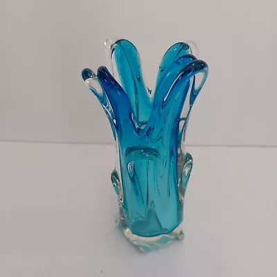 Vintage And Rare Art Glass Blue Finger Vase • $12