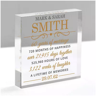 £13.95 • Buy 60th Wedding Anniversary Gift Mum And Dad Diamond Wedding Parents Grandparents