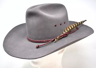 VINTAGE RESISTOL 4X BEAVER Gray Cowboy Hat Western Size 6 7/8 Long Oval • $109.95