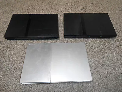 LOT Of 3x Sony PlayStation 2 Slim Consoles - 2x Black 1x Silver - NOT WORKING • $20.50